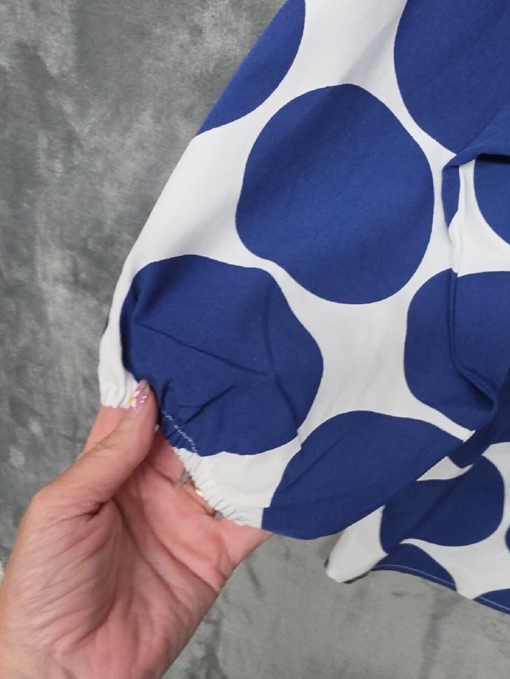 Blue and White Polka Dot Tiered Tunic Top sz Lg - Picture 3 of 6